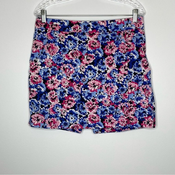 Talbots Blue and Pink Floral Wrap Front Skort - Picture 8 of 14